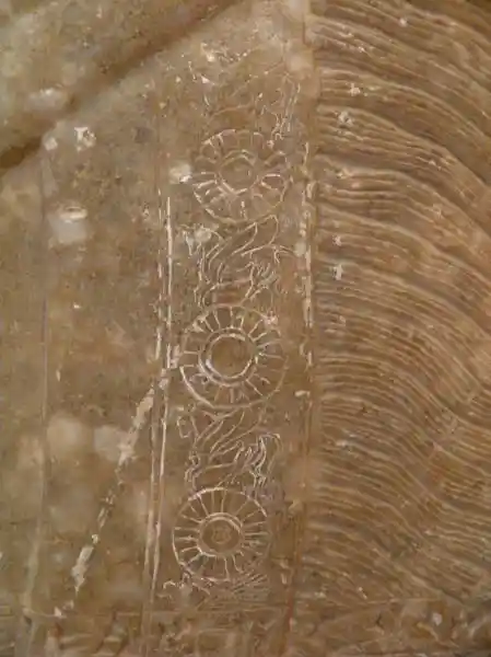 Solar disc with winged horse on a marble stone in the palace of Assurnasirhpal II